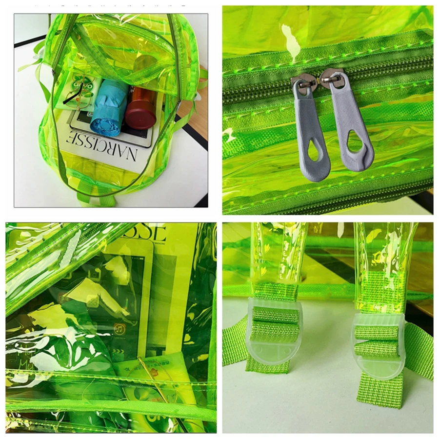 Прозрачные желейные рюкзаки женские школьные сумки для девочек ПВХ