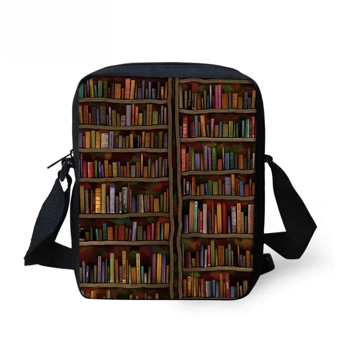 FORUDESIGNS сумка через плечо Happy Satchels, сумка через плечо для женщин и мужчин, Ретро стиль, с принтом библиотеки, для девочек и мальчиков, сумка-мессенджер для отдыха - Цвет: SS0142E