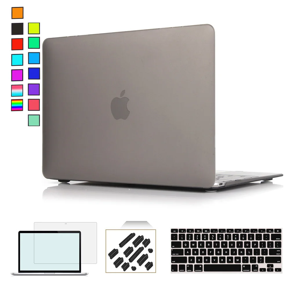 Для нового Macbook Air 13 чехол+ клавиатура чехол для Apple Macbook Air Pro retina 11 12 13 15 Mac Book 15,4 13,3 дюймов чехол для ноутбука - Цвет: Matte Grey