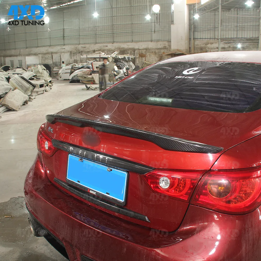Q50 задняя Обшивка багажника для Infiniti Q50S сухая карбоновая волоконная пластина багажника Накладка с логотипом 2шт