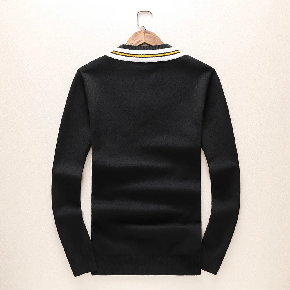 Человек Роскошные зимние джентльмен вышивка пчелы вязать Свободные свитеры пуловер Азиатский Plug Размеры высокое качество Дрейк# E109