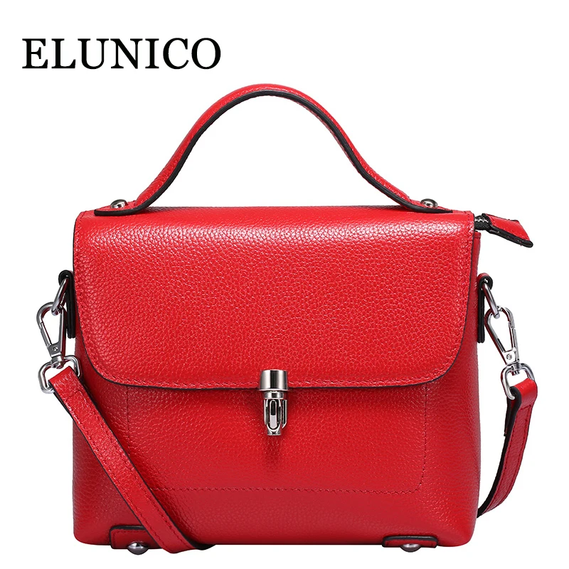 Elunico небольшой коровьей сумка женский красный Натуральная кожа сумки на плечо