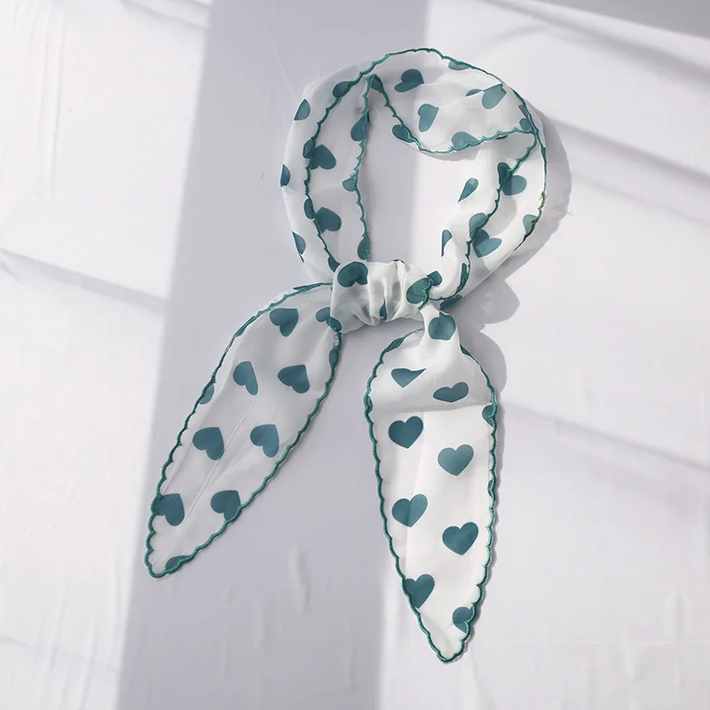 Шарф для женщин Yishine Длинный женский шарф из шифона с узорами сердечек, леопардовых пятен и точек, лентами для волос и украшениями для сумок на голову леди.