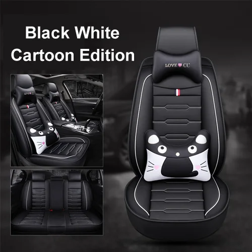 Black white Новые роскошные автомобильные чехлы из искусственной кожи для Toyota Corolla Camry Rav4 Auris Prius Yalis Avensis SUV автомобильные аксессуары для интерьера - Название цвета: Black white