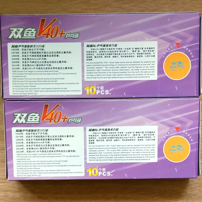 Оригинальная Двойная рыба V40+ без звезд мяч для настольного тенниса ABS полимерный материал для игры в настольный теннис ракетка 20 мячей для тренировок