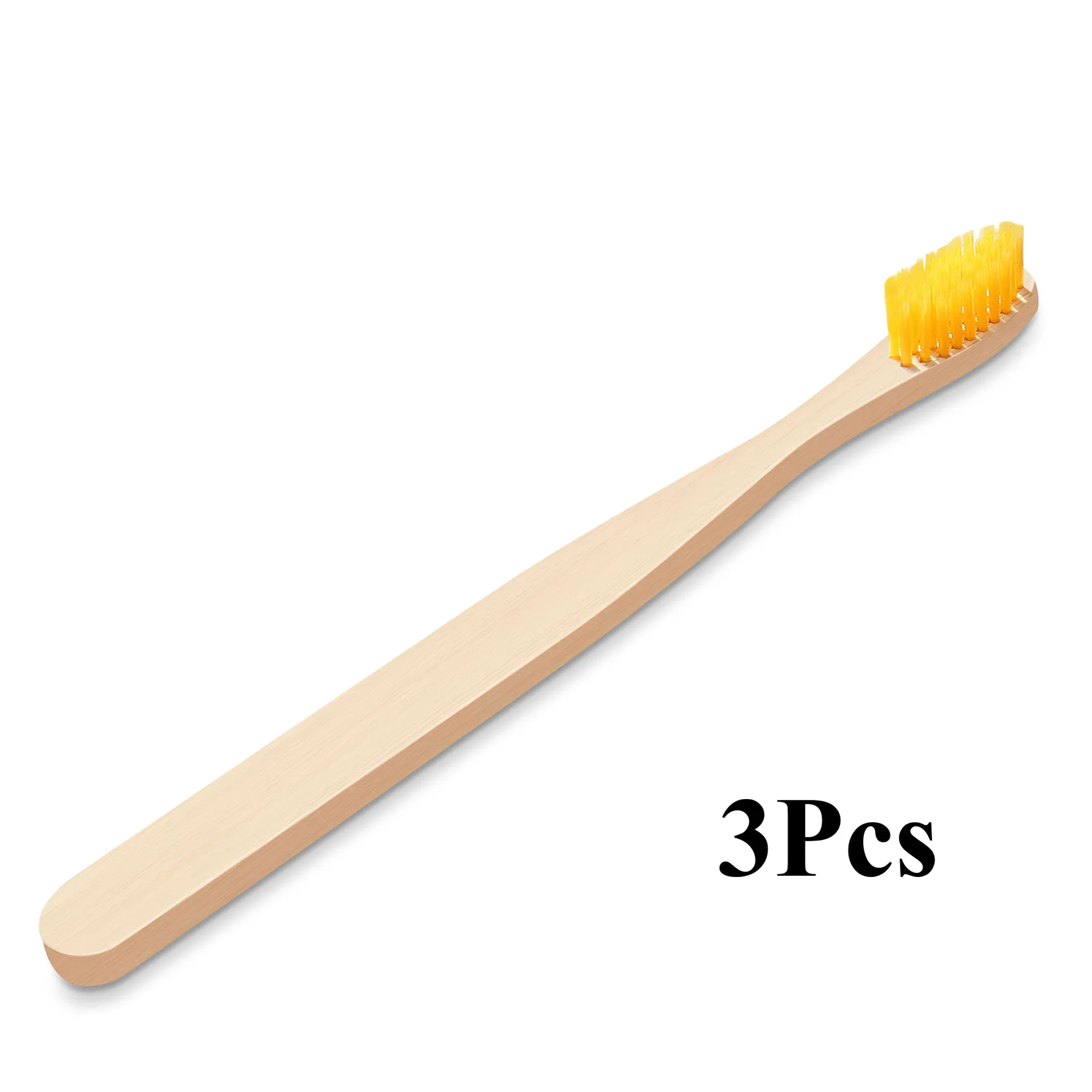 3Pcs Yellow Fulljion бамбуковая зубная щетка, натуральная Экологичная зубная щетка, отбеливание зубов, портативная Мягкая зубная щетка для личного здоровья - Цвет: 3Pcs Yellow