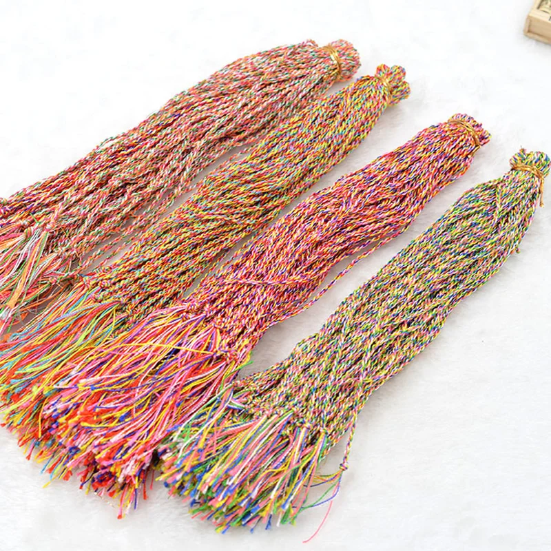 

100PCS/lot Long Rope Tassel For Bracelet Ethnic Fashion Weave DIY Colorful Charm Bracelets Lucky Braided Jewelry Finding Woman