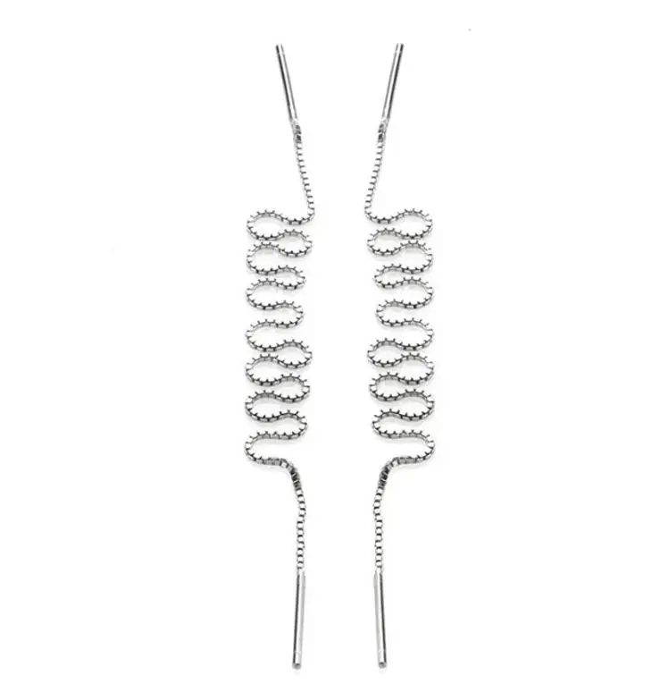 Женские серьги подвески из серебра 100% пробы с цепочкой в коробке|Серьги-подвески|