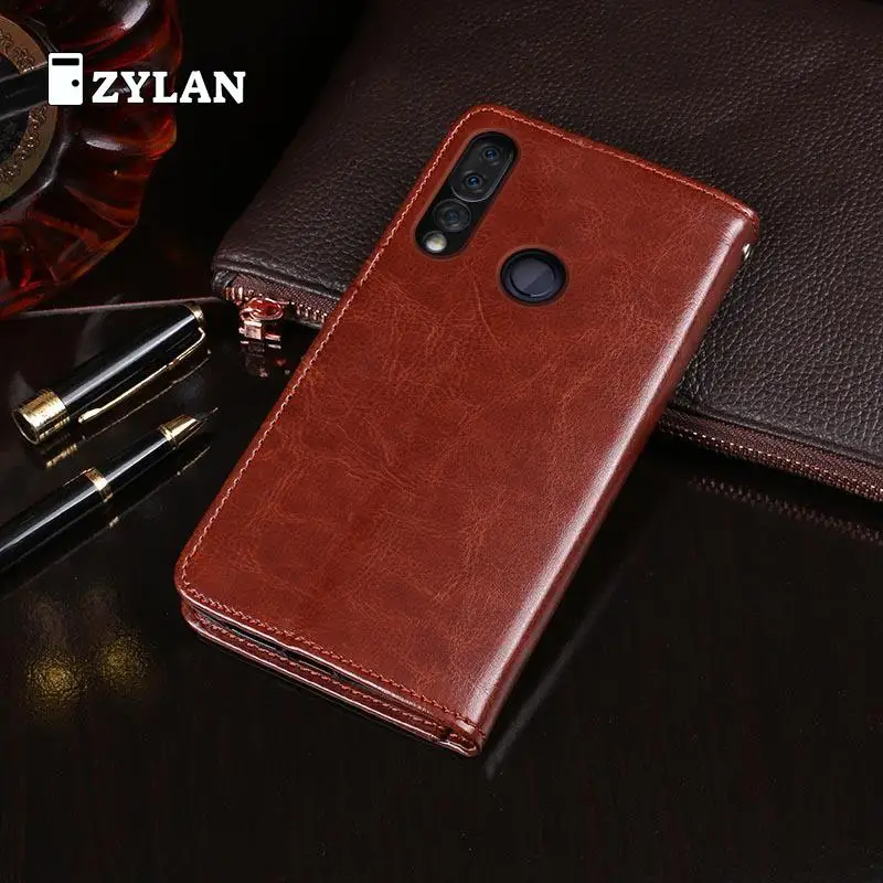 Кожаный чехол для Lenovo Z5S с откидной крышкой и подставкой бесплатный подарок |