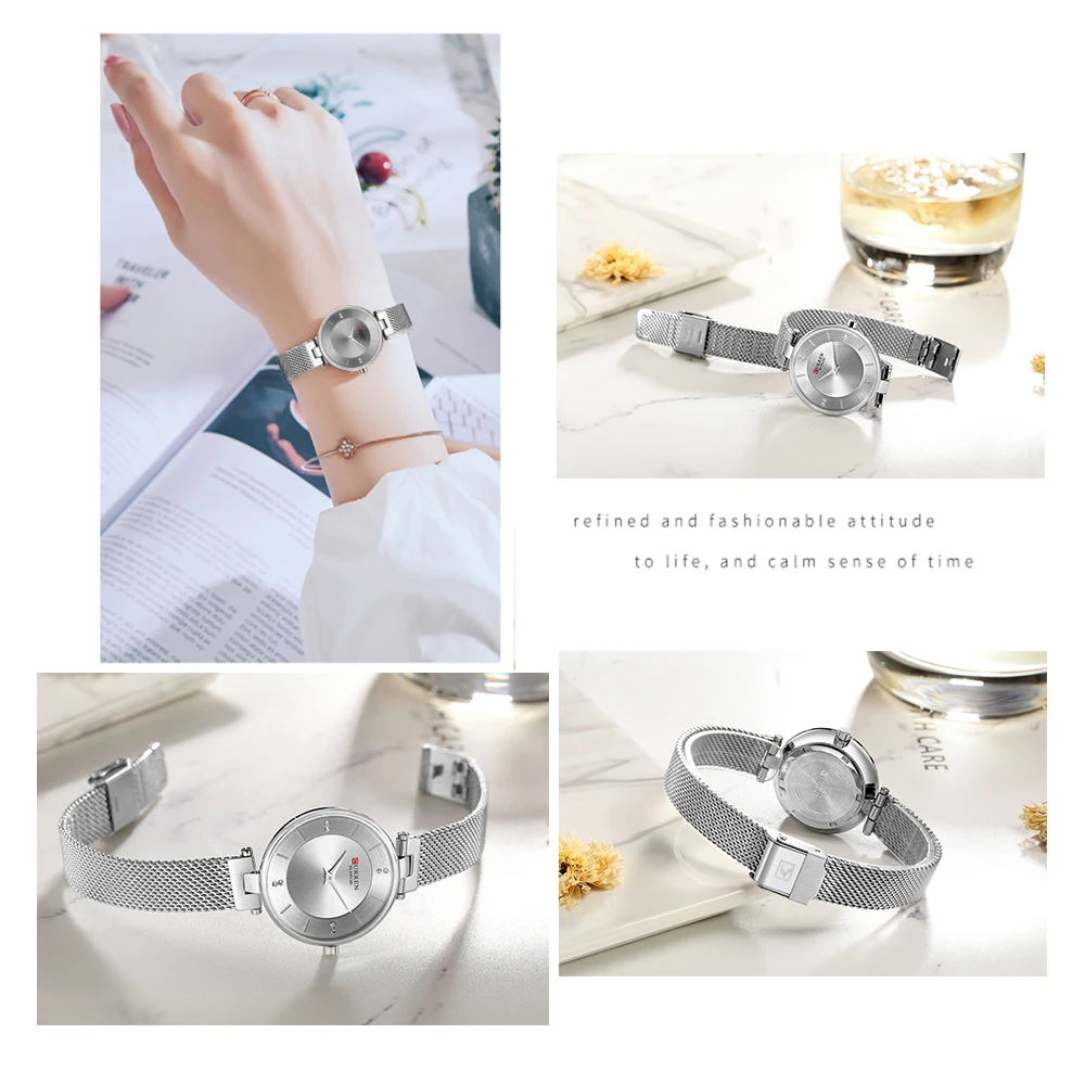 Часы CURREN женские кварцевые люксовые брендовые модные водонепроницаемые в