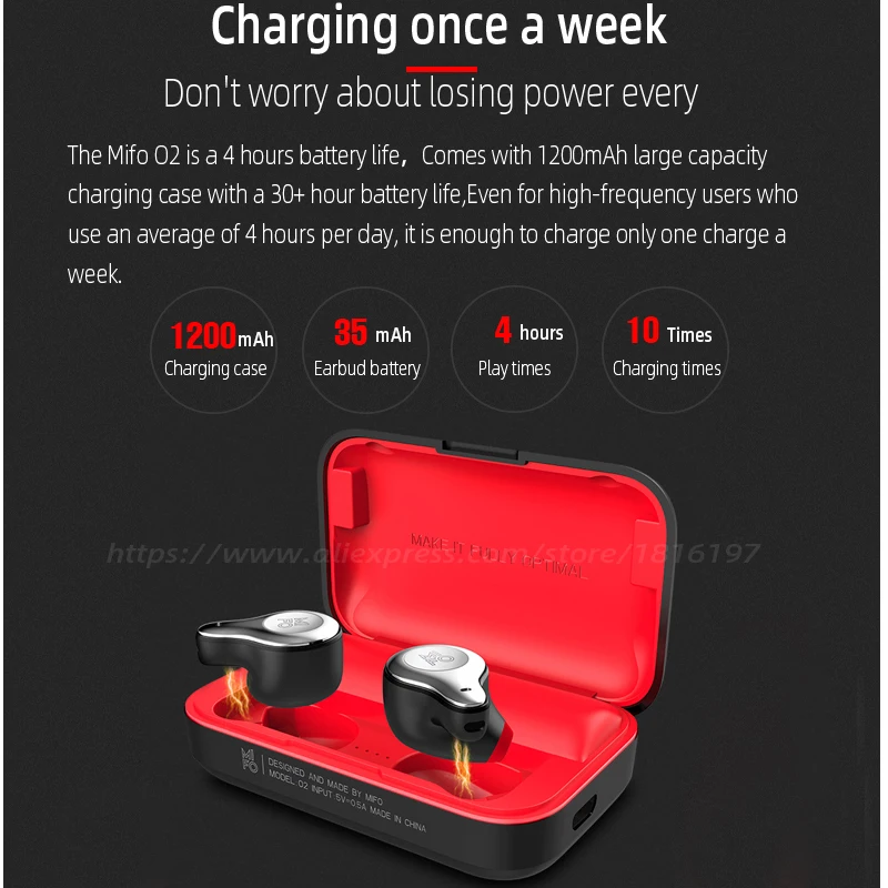 Спортивные мини наушники Mifo O2 беспроводные с Bluetooth 5 0 бинауральные вызовы