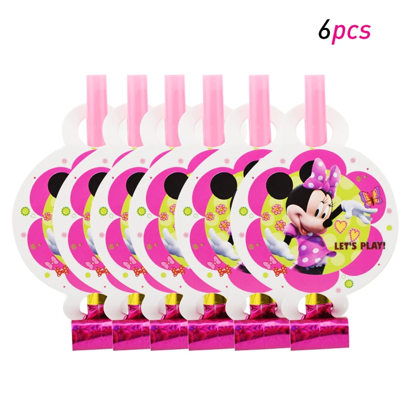 Blowout 6pcs Вечерние украшения Минни Маус флаги чашки скатерть Конфета попкорн мешочки, принадлежности для праздника Беби Шауэр детский день рождения Минни Маус - Цвет: Blowout 6pcs