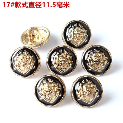 Q 11.5mm 20Pcs/lot 11-12.5mm high-grade round button black gold white metal button men and women shirt clothes decorative buttons C086 - Цвет: Q 11.5mm