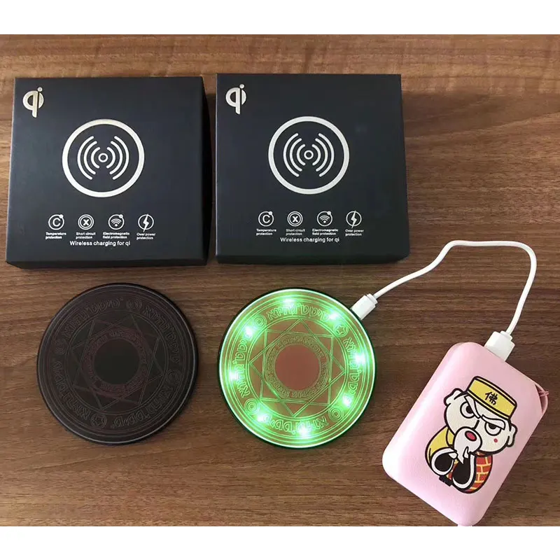 Беспроводное зарядное устройство Qi 10 Вт Magic Circle быстрая зарядка со светодиодной