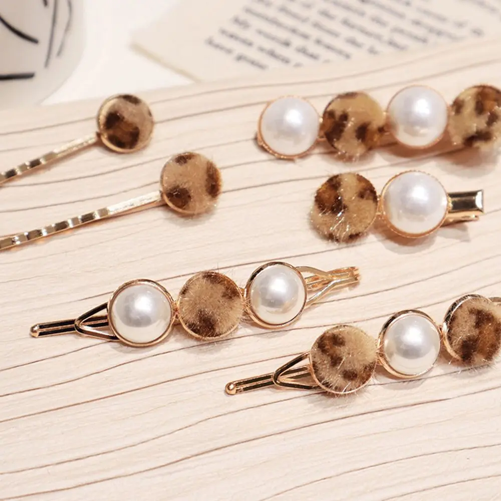 1 шт. леопардовая жемчужная металлическая заколка для волос корейский стиль