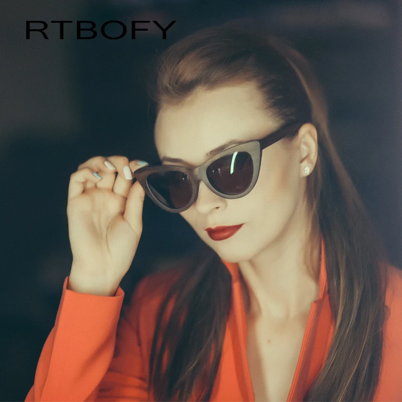 RTBOFY деревянные солнцезащитные очки для женщин Бамбуковая оправа с