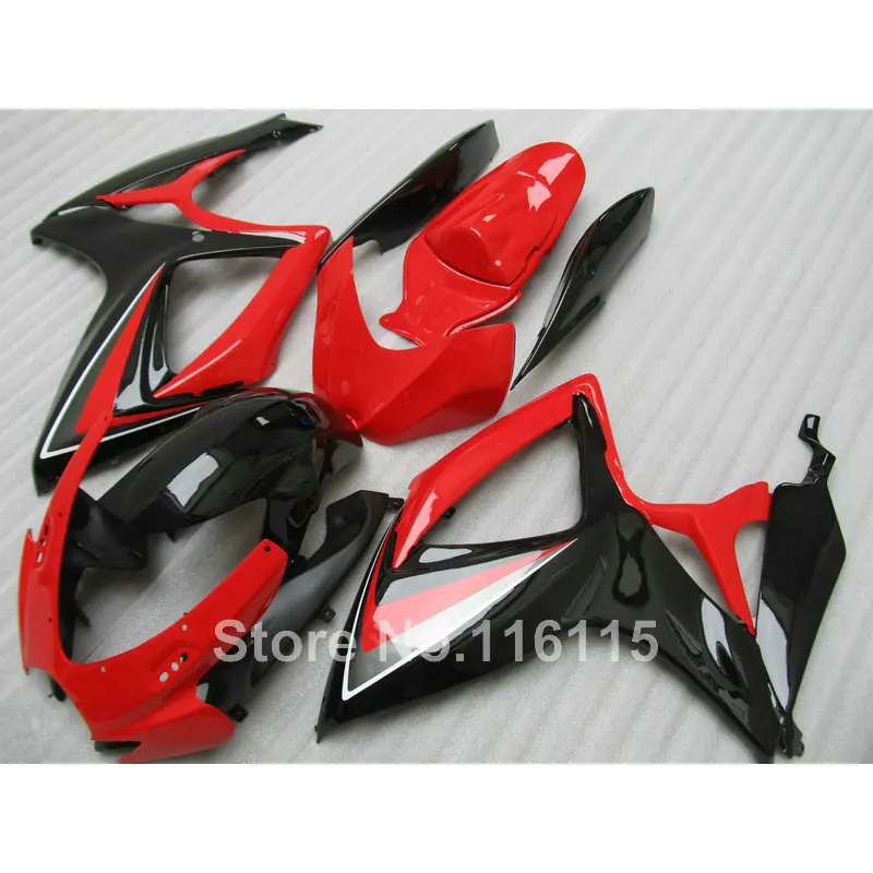 Обтекатель комплект для Suzuki GSXR 600 750 K6 K7 2006 2007 Черный Красный Обтекатели GSX-R600 GSX-R750 06 07 NG23