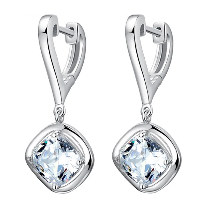 

100% 925 sterling silver fashion shiny crystal ladies stud earrings jewelry female women birthday gift Anti allergy