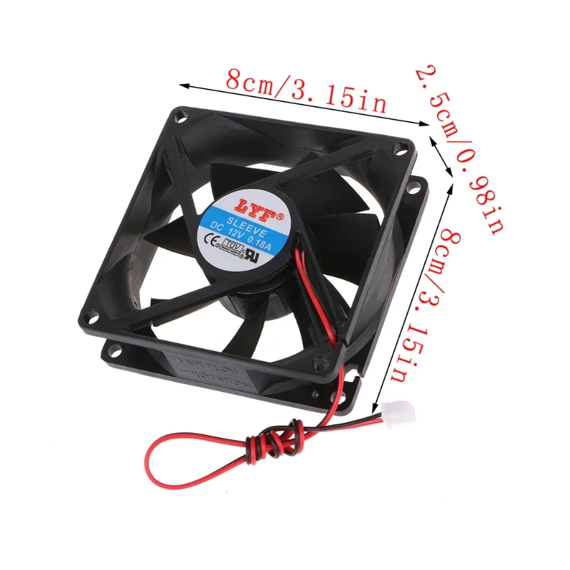 12 V 2-Pin 80x80x25mm PC компьютер Процессор Системы радиатора Бесщеточный вентилятор охлаждения 8025