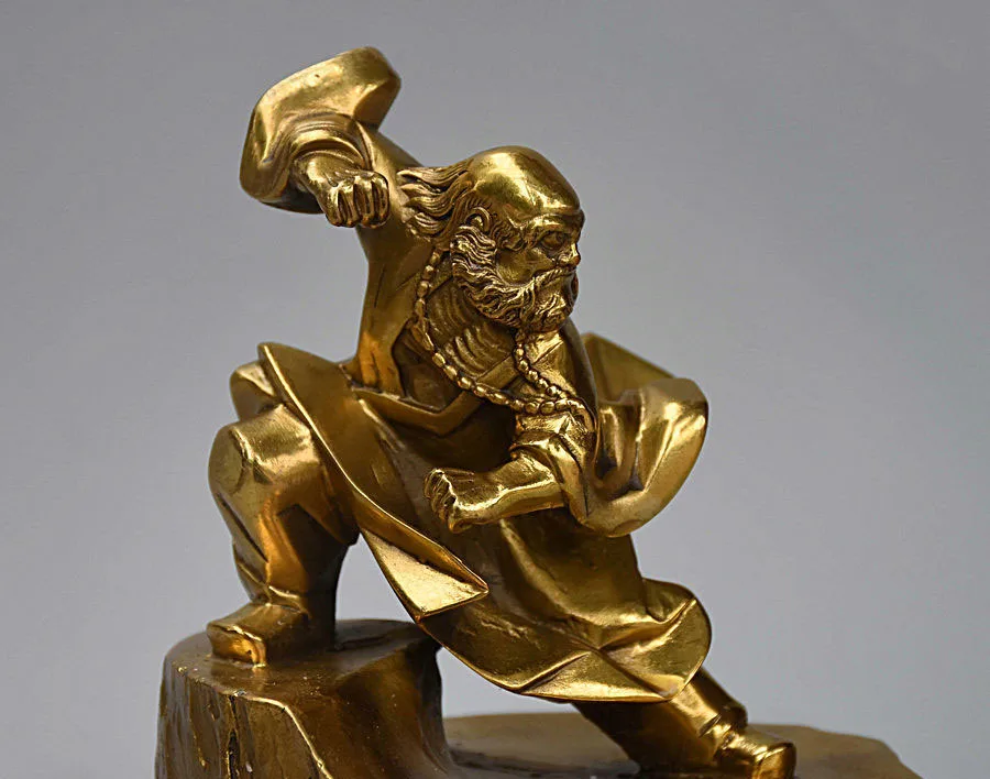 7 китайский буддийский латунный воин монахи Arhat Damo Bodhidharma Dharma статуя Будды|Статуи