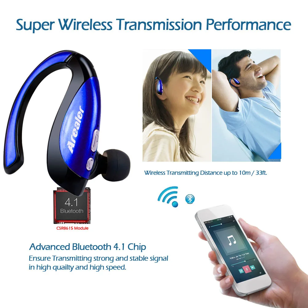 Беспроводные Bluetooth наушники Arealer X16 стереонаушники для водителя автомобиля