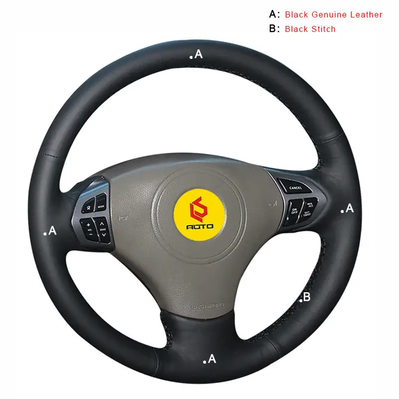 Genuine Leather Автомобильная Оплетка на рулевое колесо для Suzuki Grand Vitara 2007-2013 интерьер стиль ручной сшитый Авто Руль крышка - Название цвета: Genuine Leather