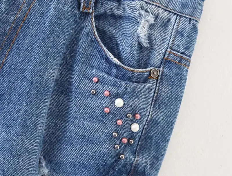 Женские винтажные джинсы с жемчужными бусинами и кисточками модные джинсовые