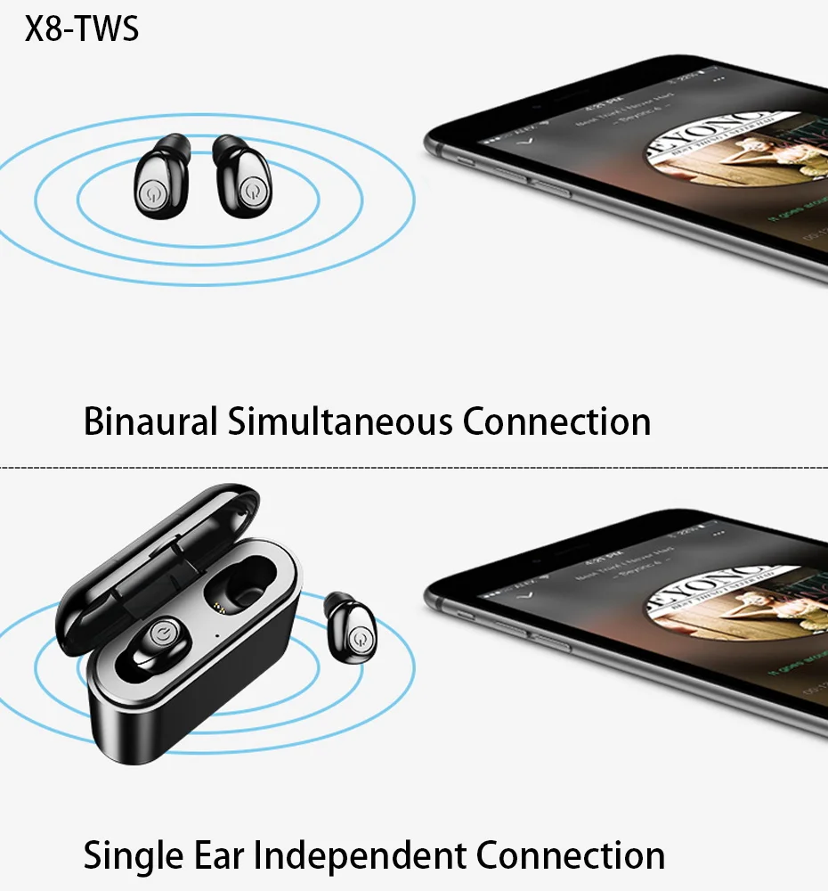 X8 TWS настоящие беспроводные наушники 5D стерео Bluetooth наушники мини TWS водонепроницаемые наушники с зарядным устройством 2200 мАч Внешний аккумулятор