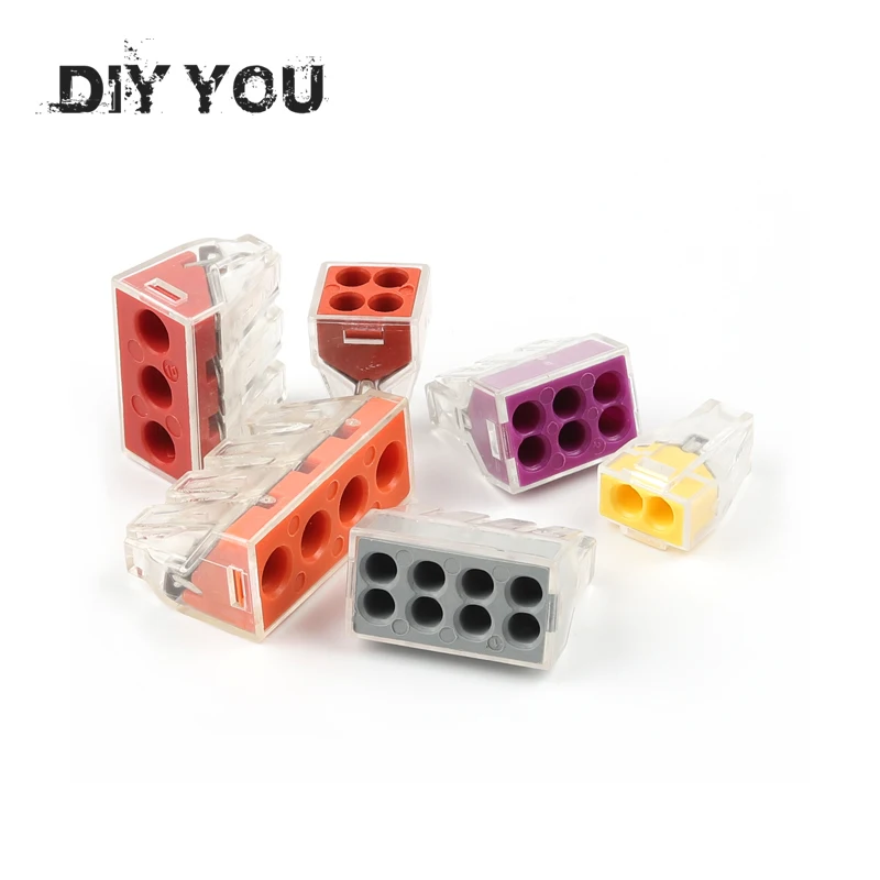 

30/50/100PC DIY YOU PCT-102/103D/104D/104/106/108 Universal Compact Wire Wiring Connector Conductor Terminal Block With Lever