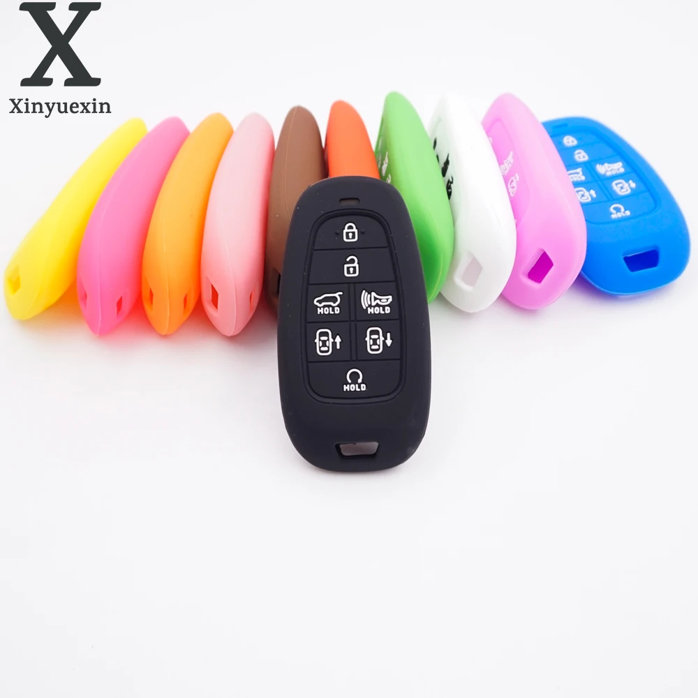 

Xinyuexin 7 Buttons Silicone Car Key Cover Case Fit for Hyundai Sonata 2019 DN8 Remote Car-Styling Protective Cover Jacket