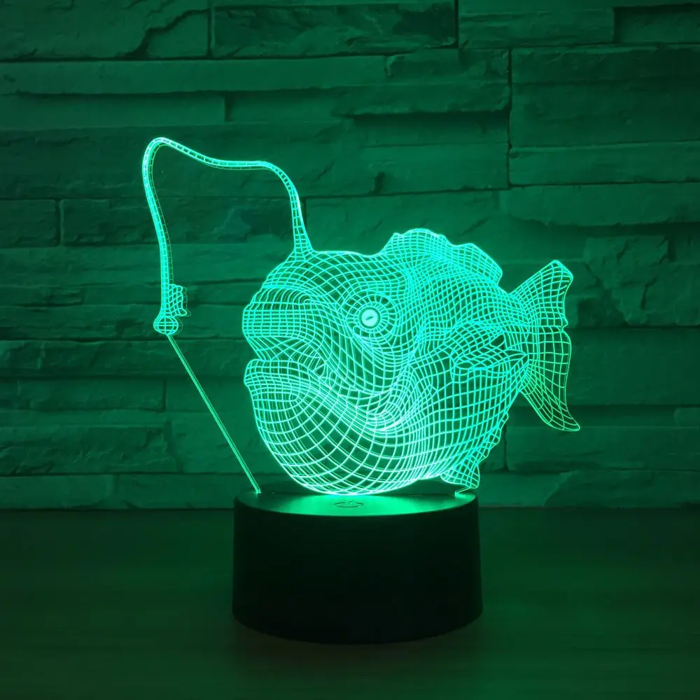 Модель в виде рыбы светодиодный светодиодная 3D лампа с дистанционным сенсорным