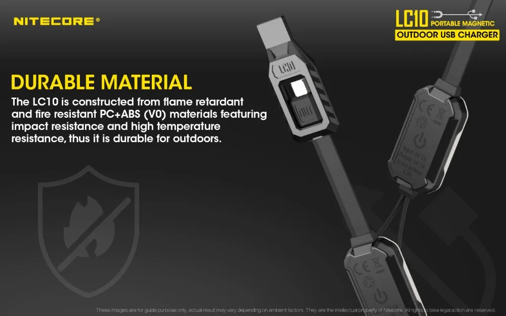 NITECORE LC10 магнитное зарядное устройство USB мини для цилиндра литий-ионный аккумулятор 1A MAX DC 5 В с датчиком светильник