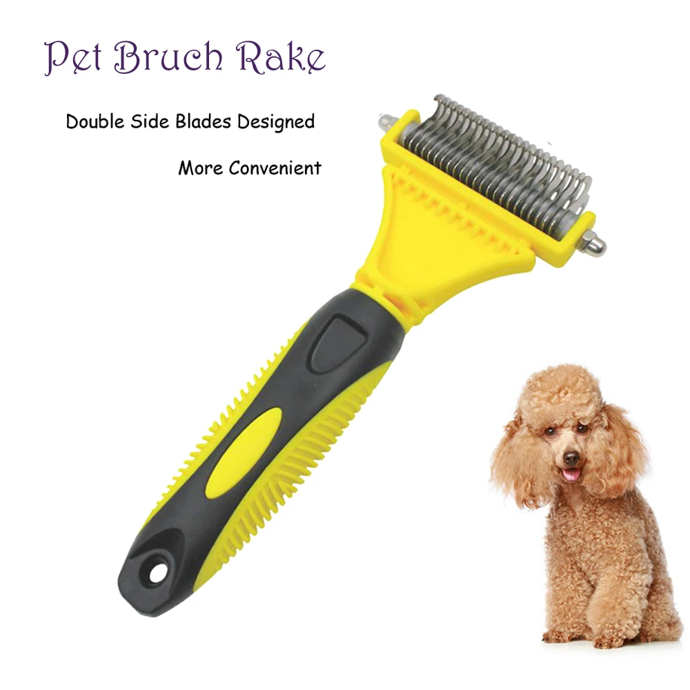 

Dog Brush Rake Double Side Dematting Matbreaker Cat Brush Comb Rake Deshedding Trimmer Pet Grooming Fur Shaver Tool 11/23 Blades
