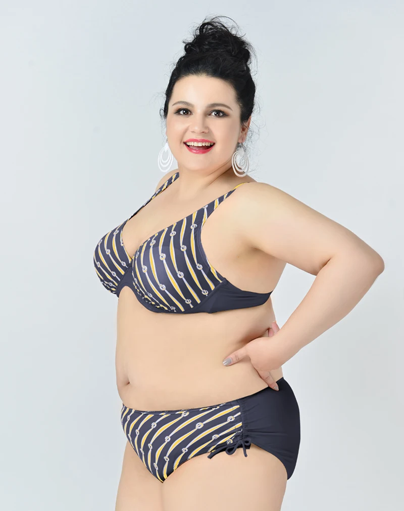 Мягкий плюс размер бикини женщин купальники купальник большой купальный костюм плавать одежда для пляжа