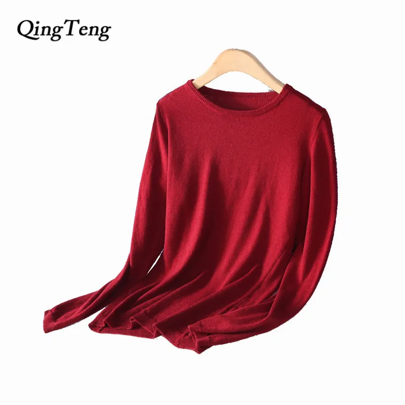 QingTeng роскошный высококачественный кашемировый свитер женский Зимний пуловер