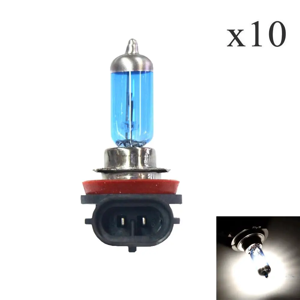 10 шт. H8 12V 55W 1600lm 5000 6000K галогенная лампа для фар автомобиля супер яркая