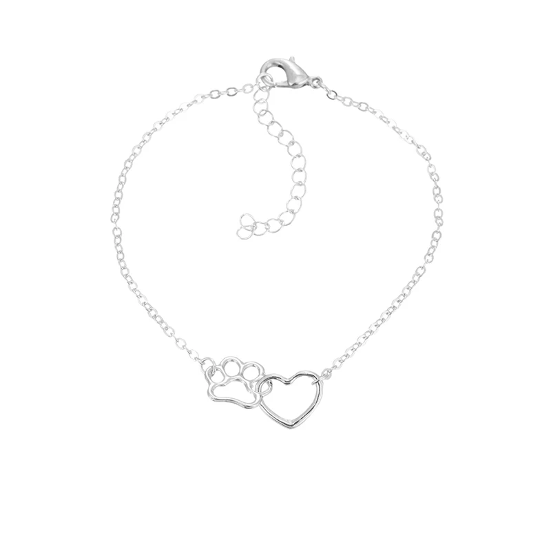 Посеребренный Подарок для нее-милый отпечаток кошачьей лапы Braclet серебряный золотой цвет очаровательные браслеты для пар женщин и детей любимая Мода Ювелирные изделия Подарки На удачу - Окраска металла: Посеребренный