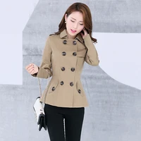 new womens trench coat autumn spring 2022 fashion casual slim cotton blends coat khaki black short tops outerwear female