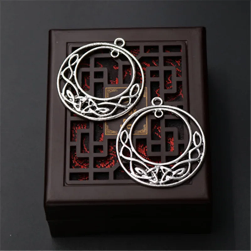 WKOUD 6 шт. серебряный цвет металл жаккардовые Подвески месяц ринме винтажное