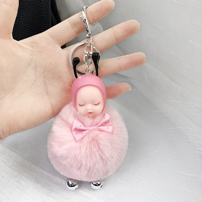 Спальный маленький колокольчик кукла мяч брелок автомобильный брелок держатель мешка кулон брелок-Шарм плюшевые меховые милый Для женщин ключ C016