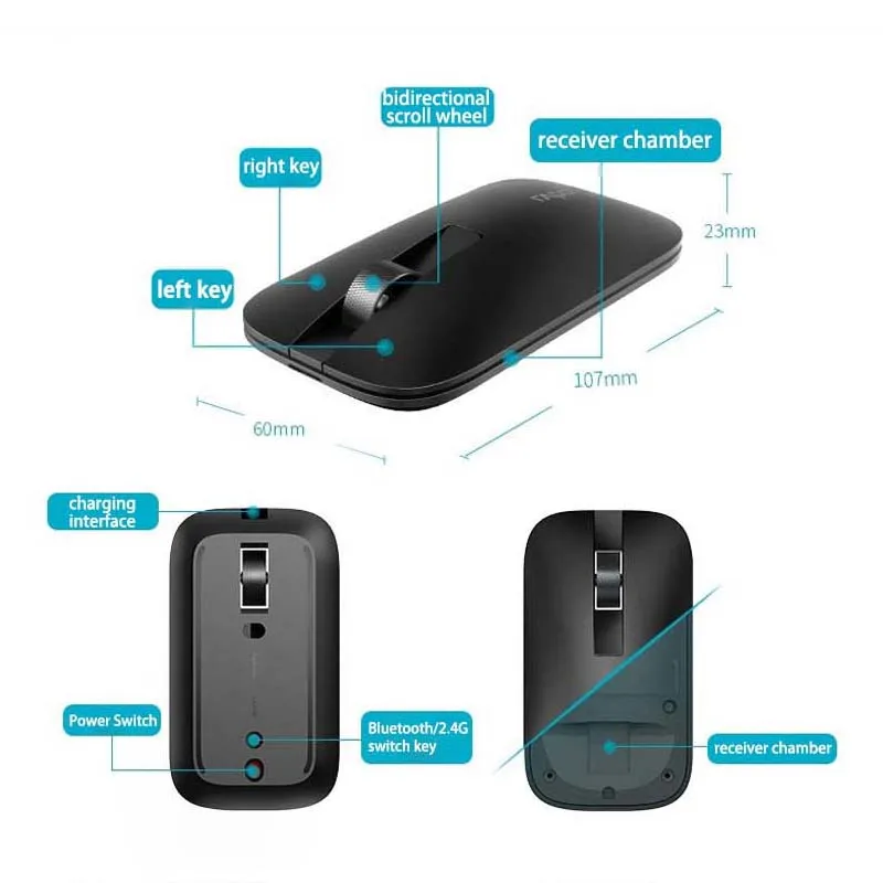 Rapoo M550 перезаряжаемая многорежимная Bluetooth 3,0/4,0 и 2,4G беспроводная мышь офисный ПК управляемая 3 устройства Бесшумная тонкая мышь