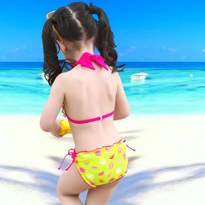 Бикини 2018 для маленьких детей комплект из двух предметов купальники От 3 до 9 лет