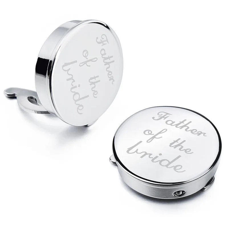 

HAWSON Imitation Rhodium "Father of the Bride" Letter Button Cover for Mens Shirt with Gift Box