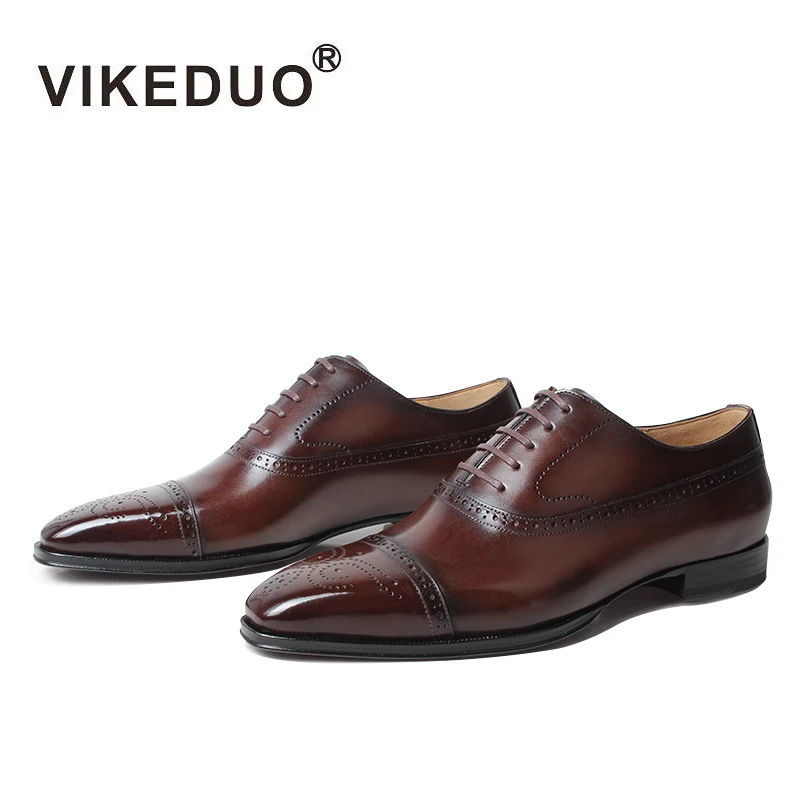 VIKEDUO 2020 модные мужские туфли-Броги из натуральной кожи Квадратные Туфли-оксфорды