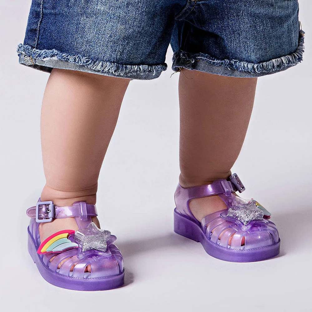 Сандалии желе для девочек Mini Melissa 2019 летние римские сандалии со звездами и