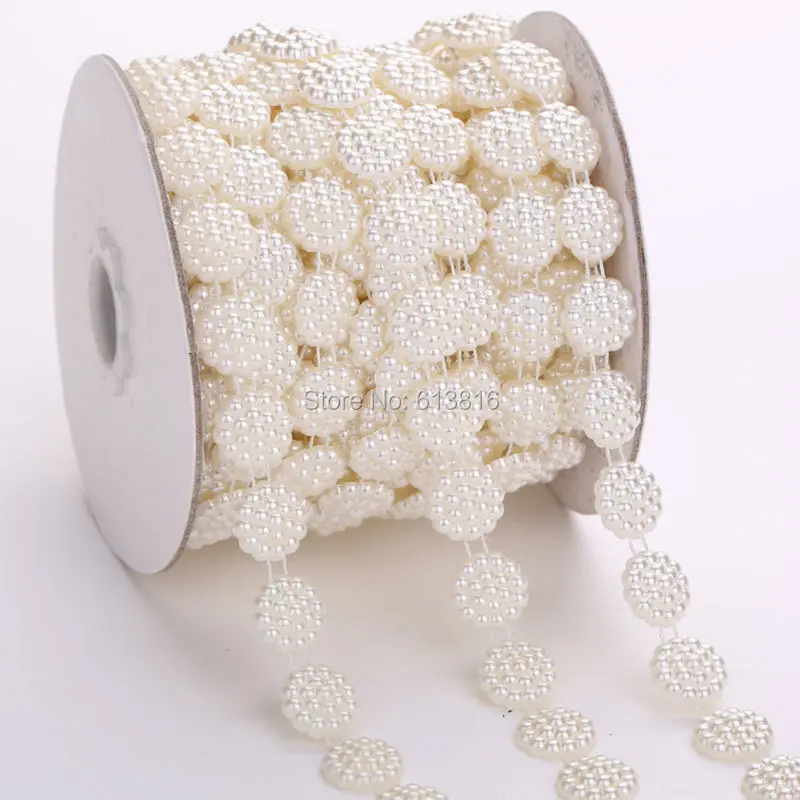 10 мм Flatback бусы цепи искусственный жемчуг цвета слоновой кости чашки Гирлянда для