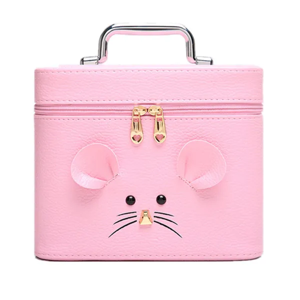 L-Pink Женские милые Мультяшные косметички из искусственной кожи, косметичка, водонепроницаемый органайзер для путешествий, косметичка для мытья, набор для хранения - Цвет: L-Pink
