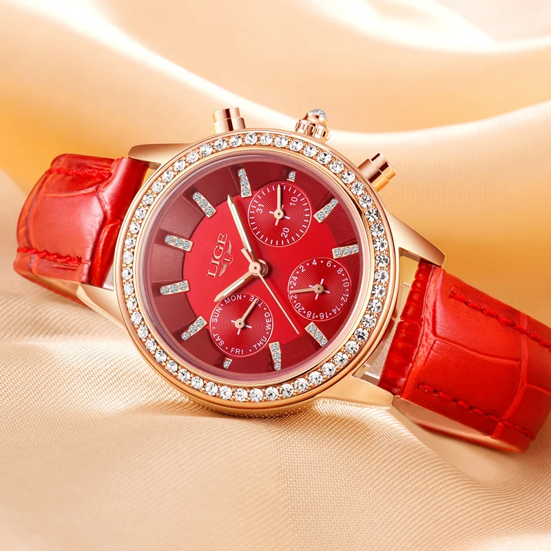

2018 Ladies Leather Watches Luxury Brand Women Dress Quartz-Watch Student Diamond Females Wristwatch Girl Clock Relogio feminino