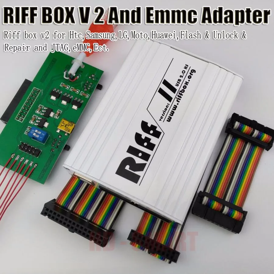 Оригинальная RIFF коробка JTAG для htc, SAMSUNG, huawei Riff коробка разблокировка& Вспышка& Ремонт с 3 шт плоских кабелей и RIFF коробка EMMC адаптер