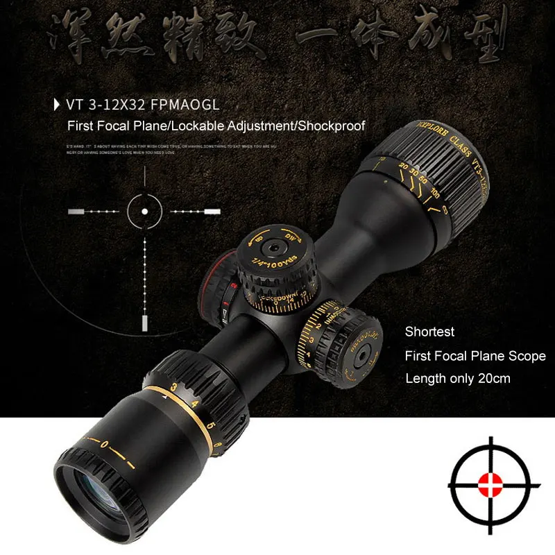 Sniper VT 3-12x32 Компактная оптика первого фокального самолета прицелы с подсветкой сетка с Wever интегрированные крепления